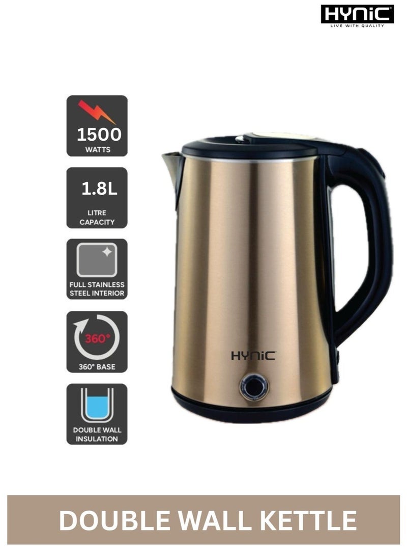 Hynic Double Wall Electric Kettle 1.8L | 1500W Fast Boiling Tea Kettle with 100% Stainless Steel Interior | Precise Temperature Control | Cool Touch Exterior | Cordless 360° Base & Auto Shut-Off | 2 Year Warranty - Image 2